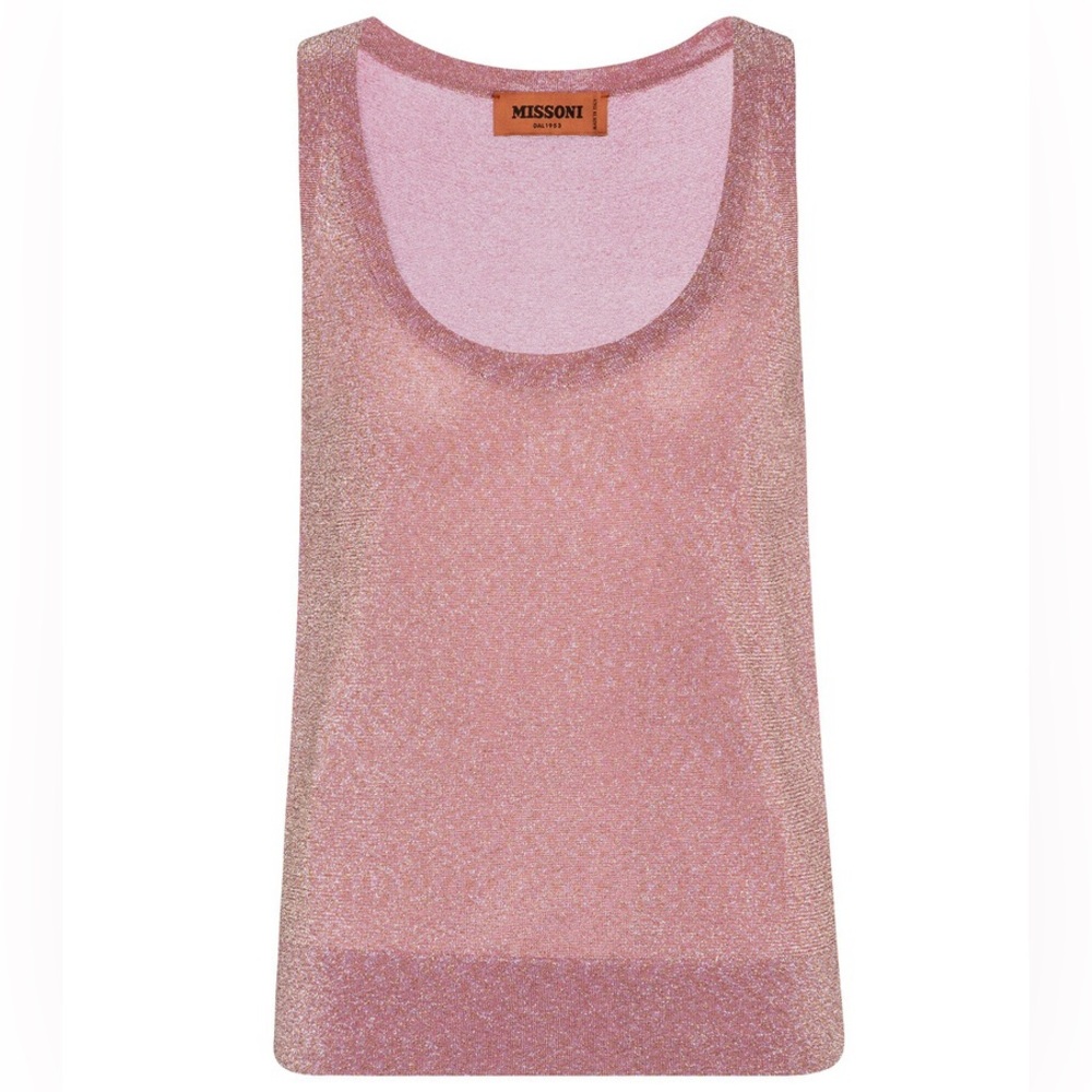 MISSONI Metallic Pink Tank Top Size 50 IT